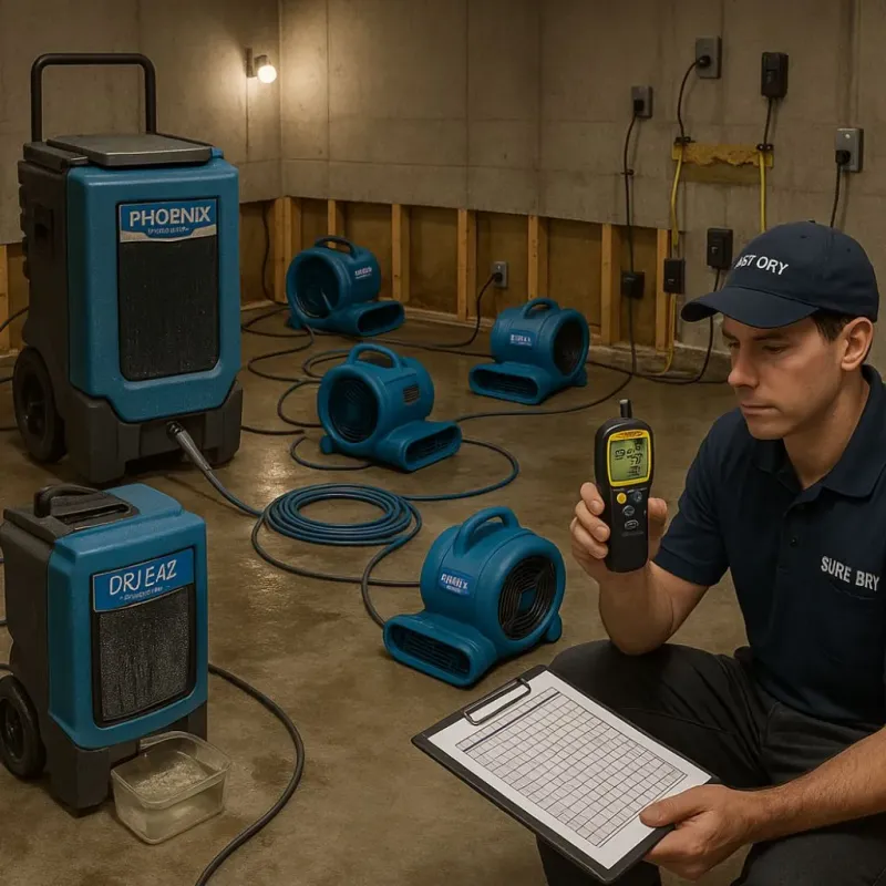 Structural Drying and Dehumidification process in Fairwood, MD